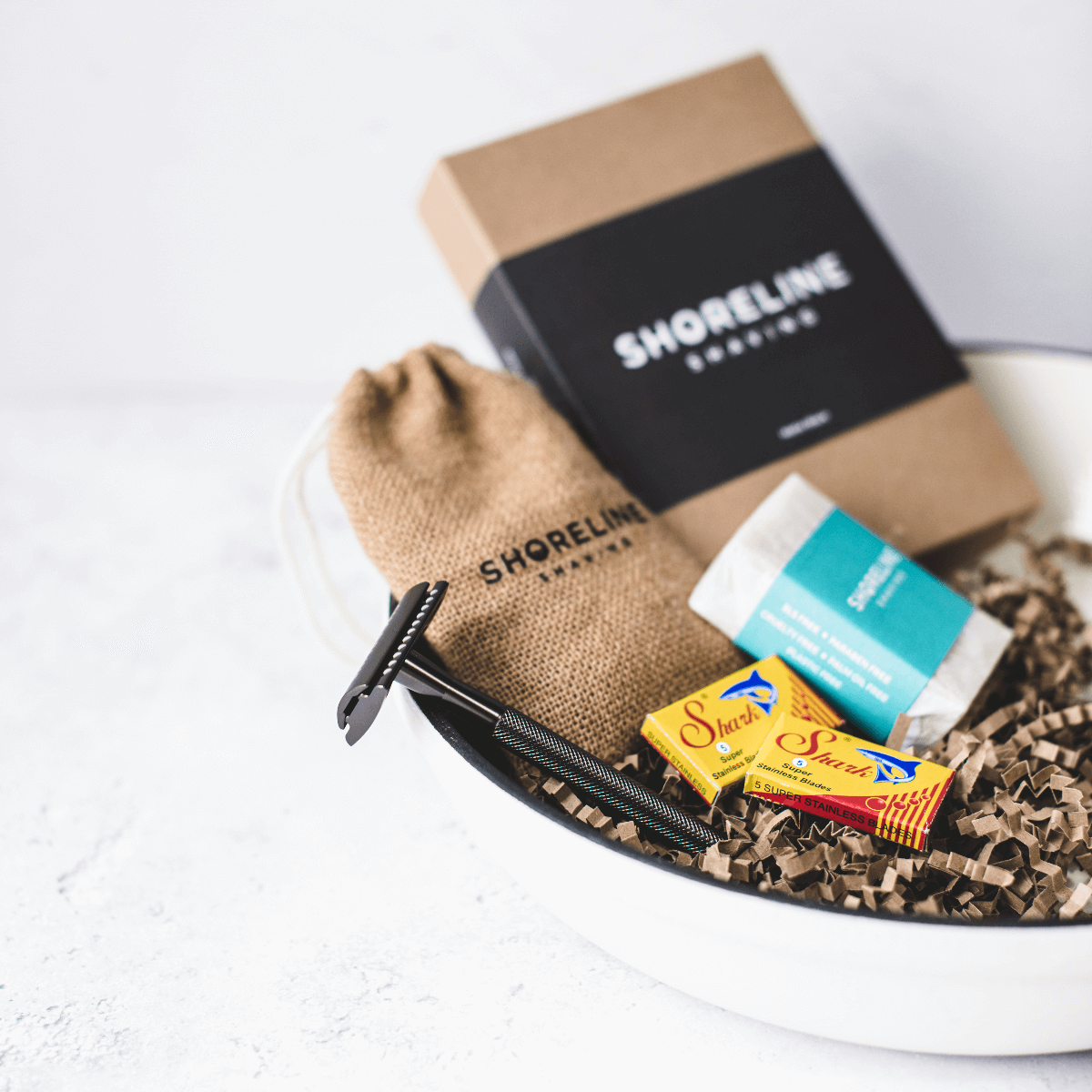 Shaving Kit with Metal Razor - Matt Black | Shoreline Shaving | Life Before Plastic